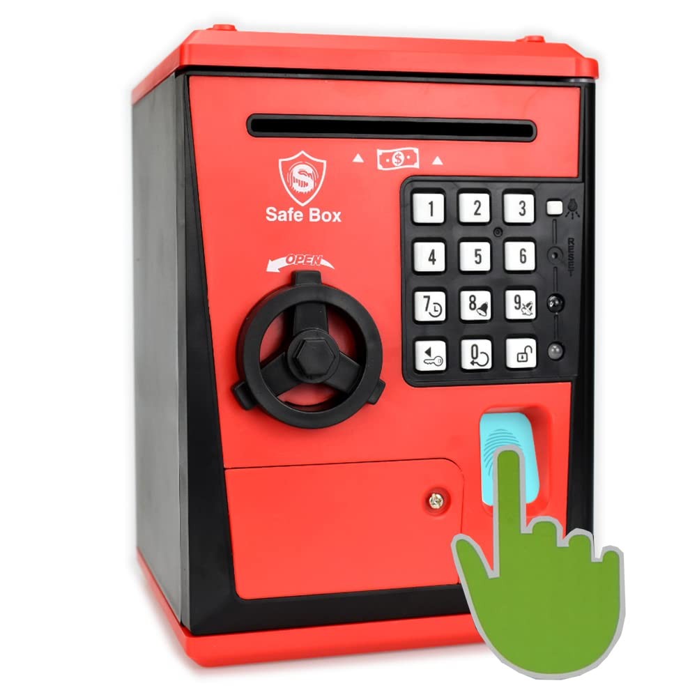 Kids Safe Bank with Fingerprint Password Talking ATM Piggy Bank for Real Mone...