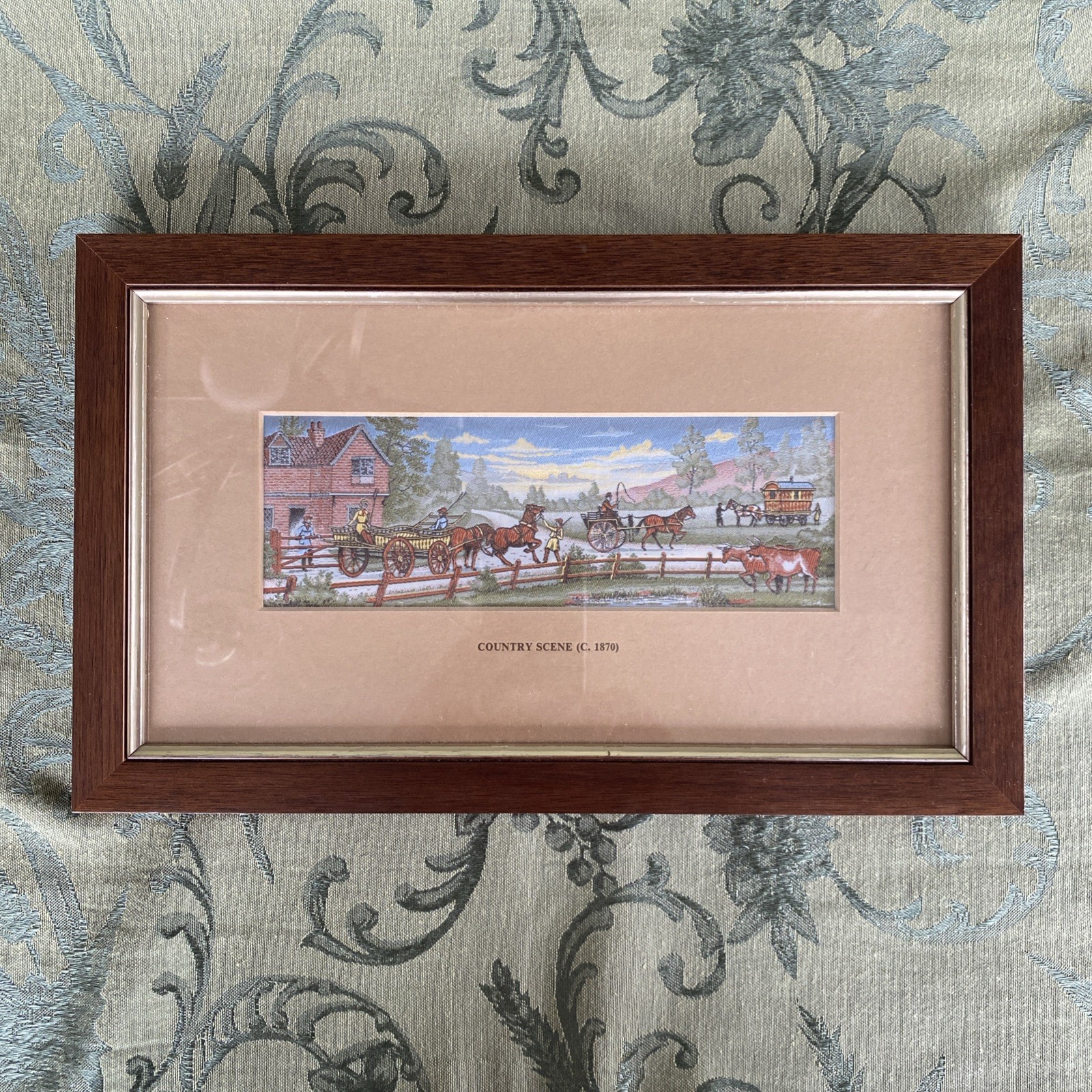 Vintage Cash's Woven Silk Picture COUNTRY SCENE (C. 1870) England Art Signed