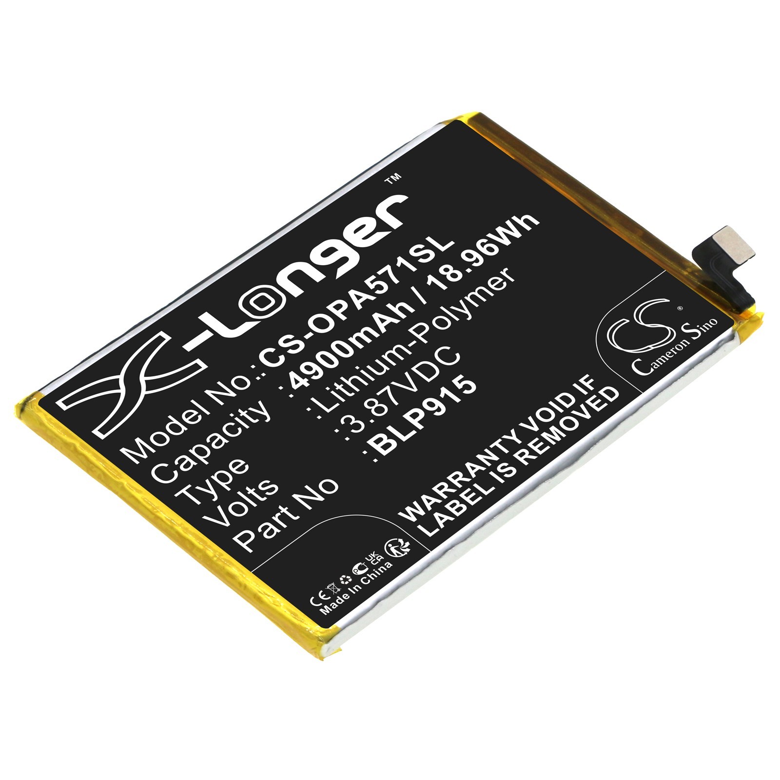 BATTERIE 4900mAh Type BLP915 For OPPO A57 5G, A57 5G 2022, PFTM20