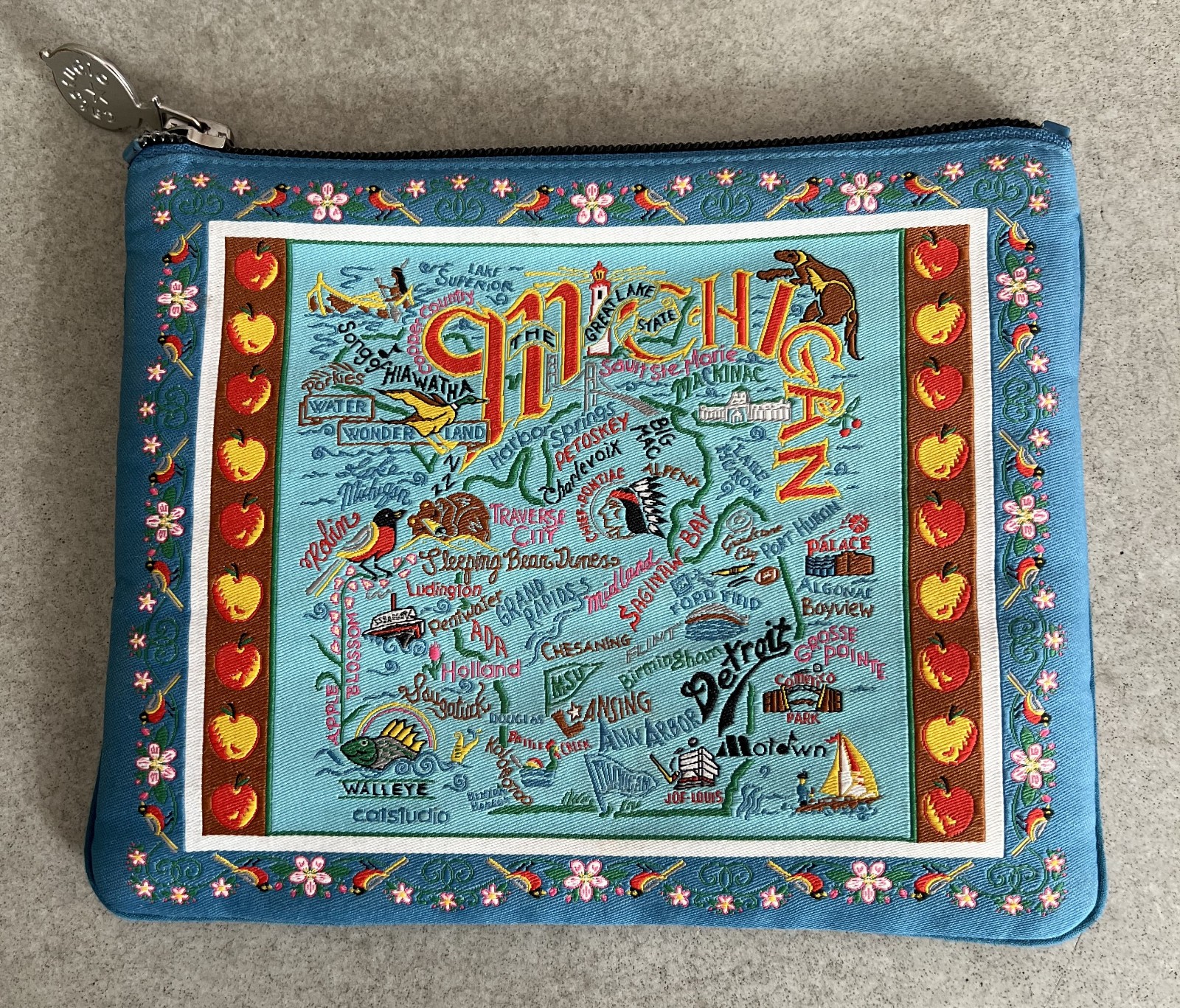 CatStudio State of Michigan Map Zip Pouch 5.5"X 7"