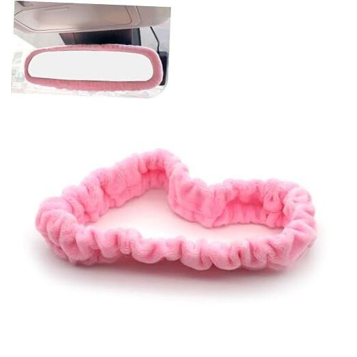 Car RearView Mirror Covers, Soft Plush Elastic Rear View Mirror Decorative Pink