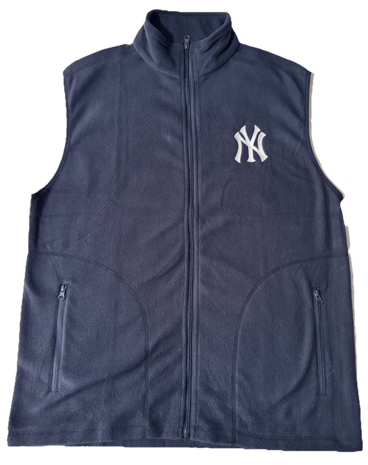 New York Yankees Vest Size XL Navy Blue Zipper Sleeveless Fleece MLB Baseball