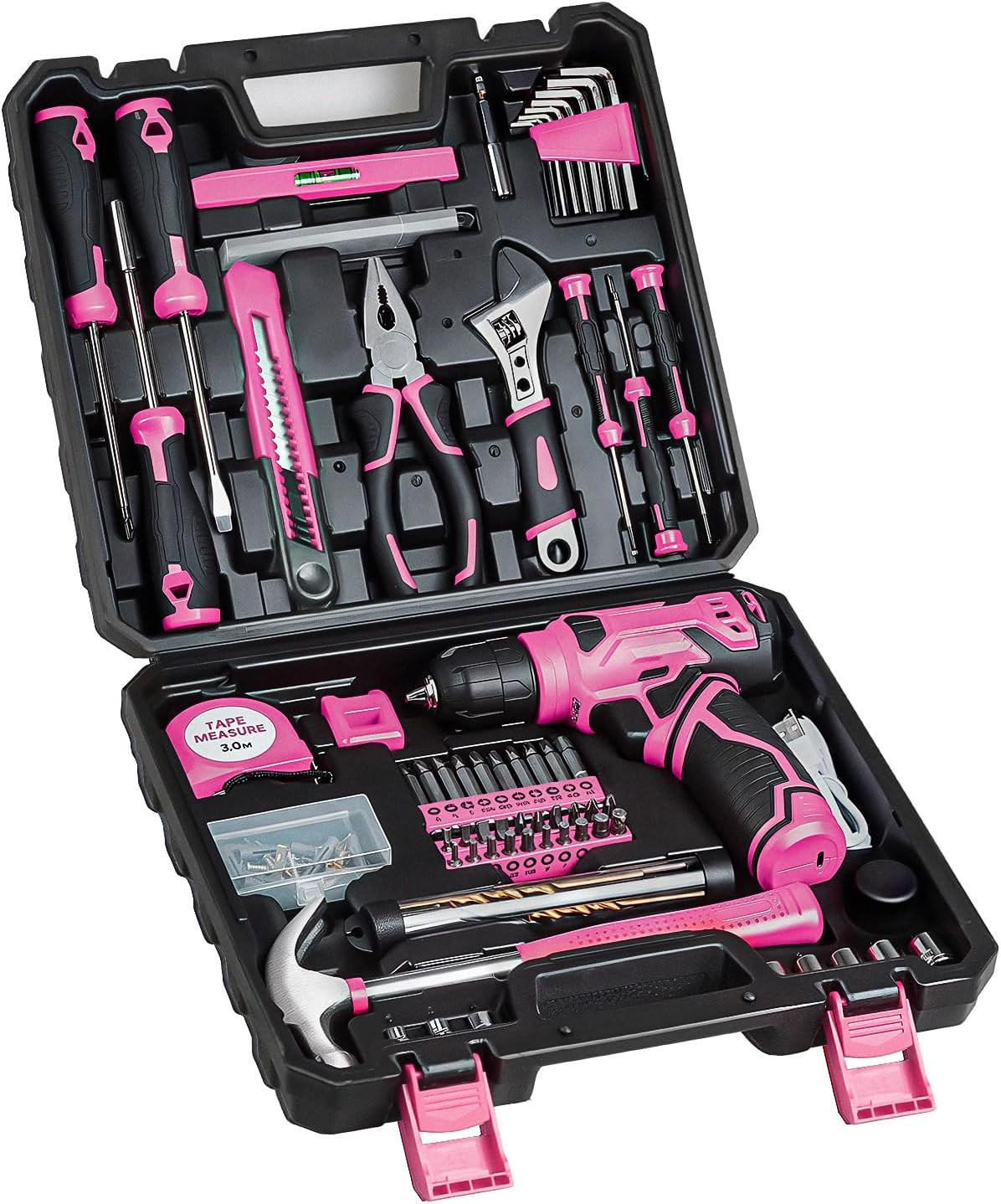 Tool Set - Tool Kit with 8V Cordless Drill, 132 Piece Tool Box with Drill, Home 