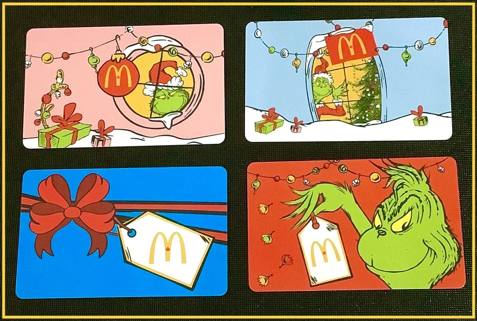 🇨🇦 CANADA 2025 MCDONALD’S CHRISTMAS THE GRINCH GIFT CARD — SET OF 4 CARDS  NEW