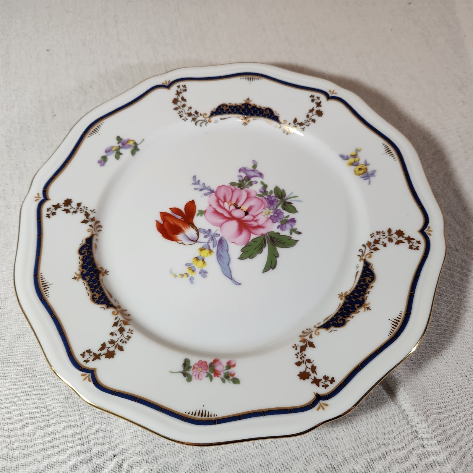 Mikasa Lorraine Dinner Plate 10.5" Large Fine China Floral Blue Pink Gold Yellow