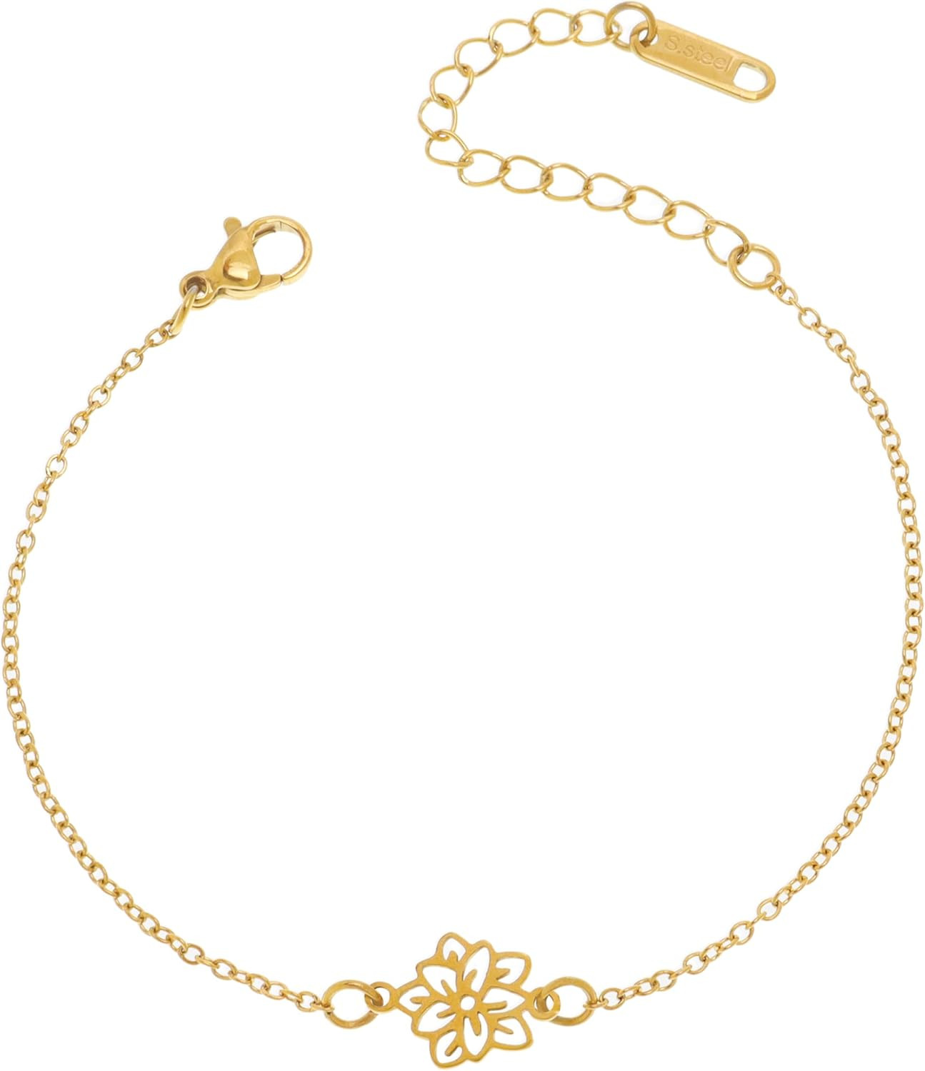 Birth Flower Gold Bracelets for Women, Christian Religious Birthday Gift for Sis