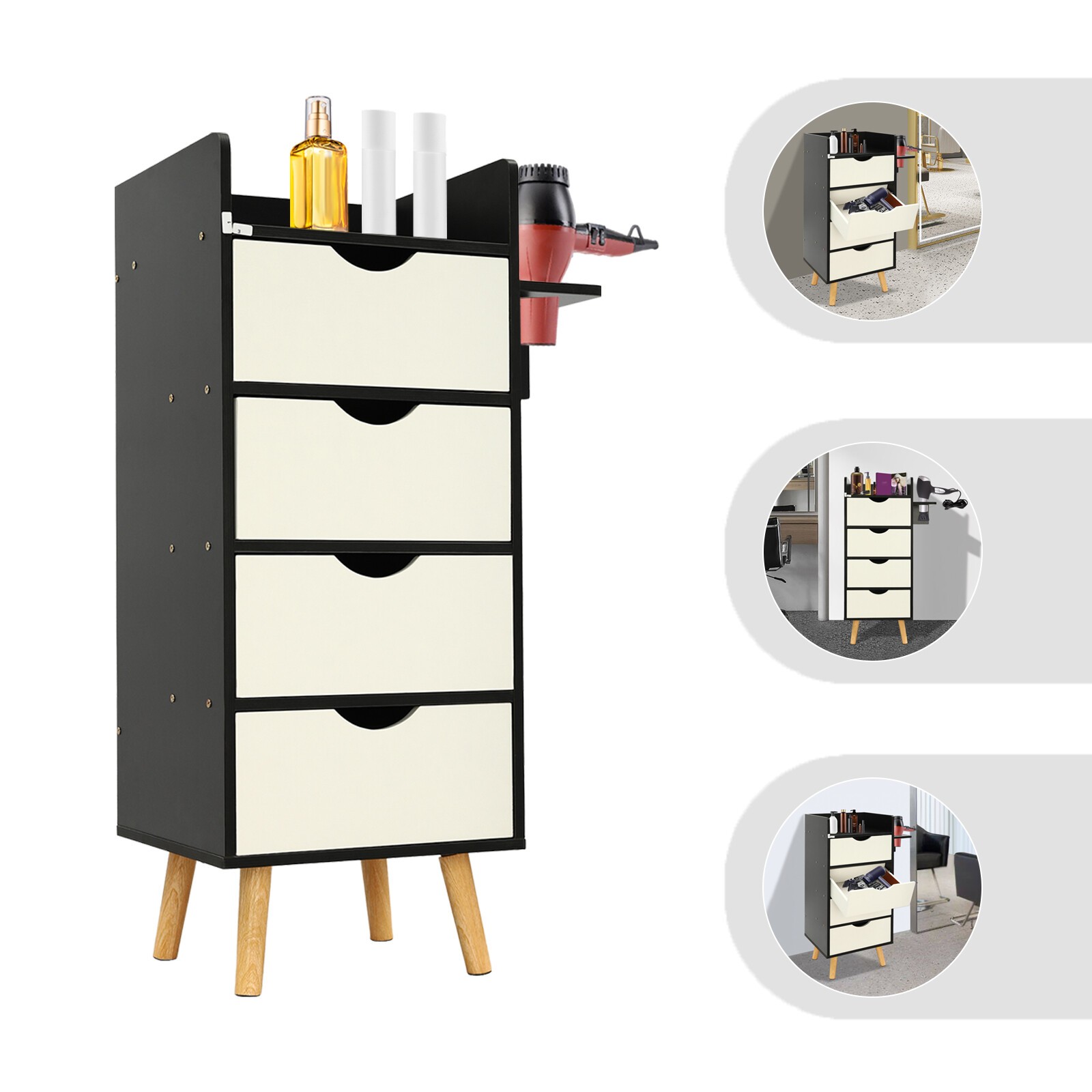 4-Layer Salon Storage Cabinet,Beauty Barber Salon Hair Stylist Station Table