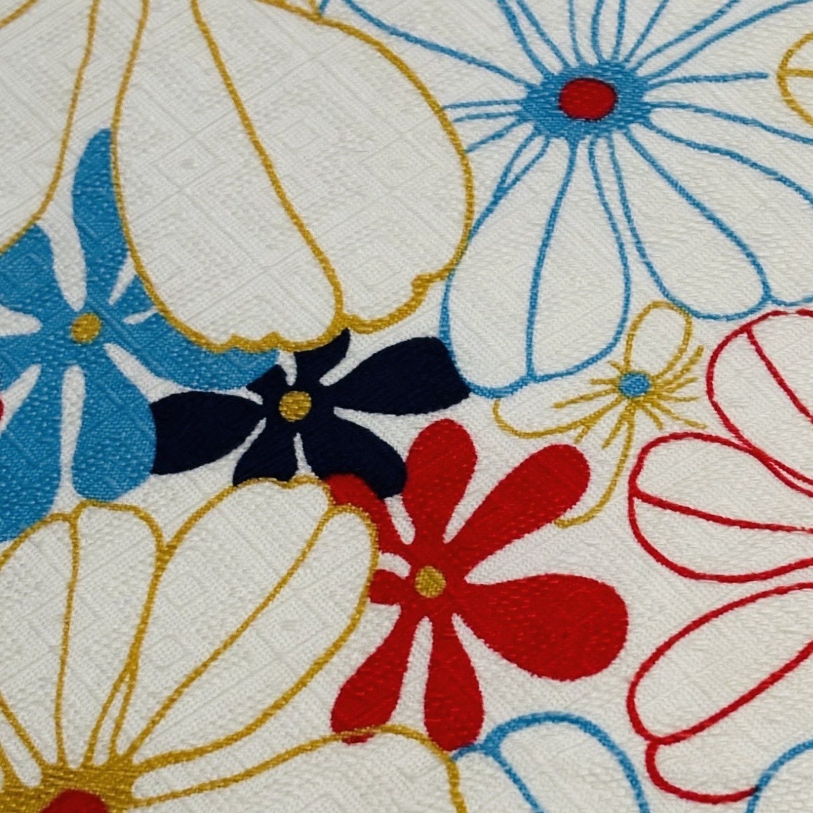 Vintage Floral Textured Cotton Fabric 52x40” Retro Mid-Century Daisy Print