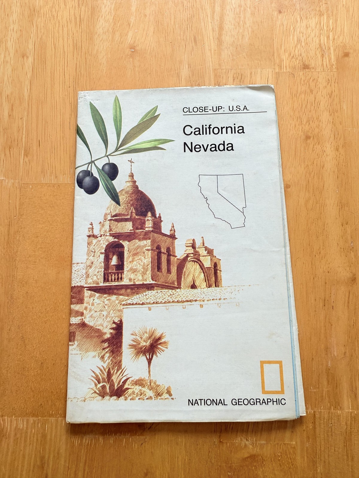 Vintage 1974 National Geographic Close-Up California Nevada Fold-Out Map Poster