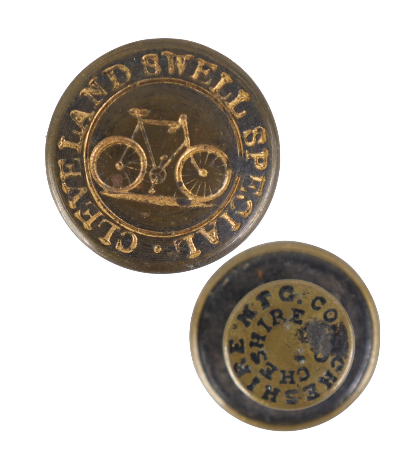 Vintage Antique Cleveland Swell Special Bicycle Maker Metal Stud Button USA