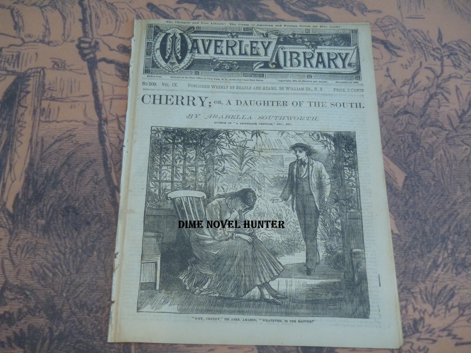 ARABELLA SOUTHWORTH BEADLE ADAMS WAVERLEY LIBRARY #209 SCARCE FINE DIME NOVEL