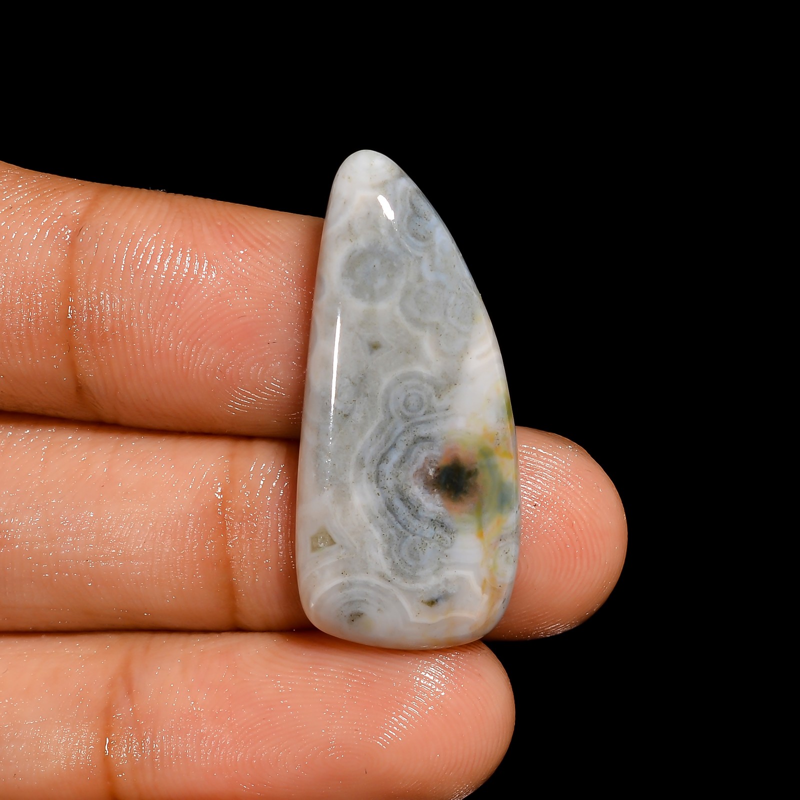 Natural Ocean Jasper Fancy Shape Cabochon Loose Gemstone 16.5 Ct 31X14X5mm A1767