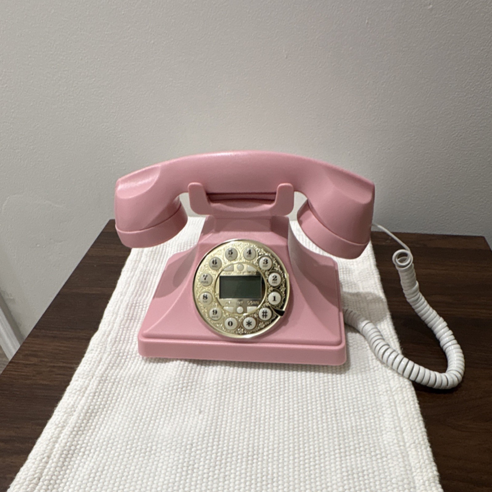 Pink Vintage Retro Corded Telephone with LCD Display