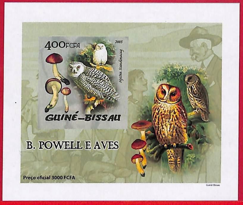 A5249 - GUINE-BISSAU - ERROR IMPERF Stamp Sheet - 2005 - SCOUTS Owls Mushrooms