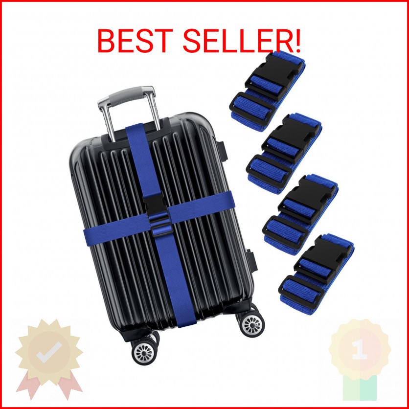 4-Pack Luggage Straps, Adjustable Wide Travel Belt to Keep Your Suitcase Secure,