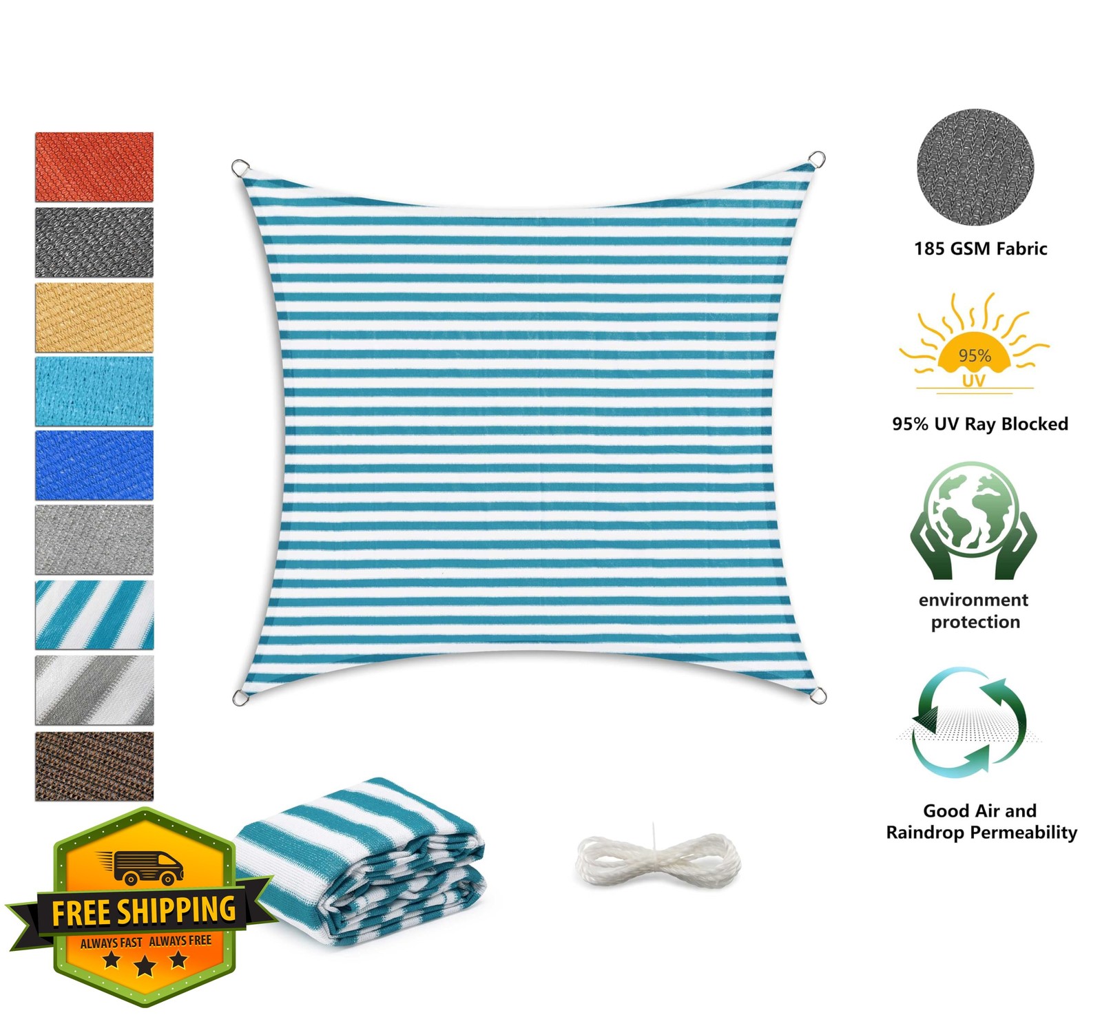 Tronssien 10'x13' Sun Shade Sail Rectangle UV Block Patio Garden Awning