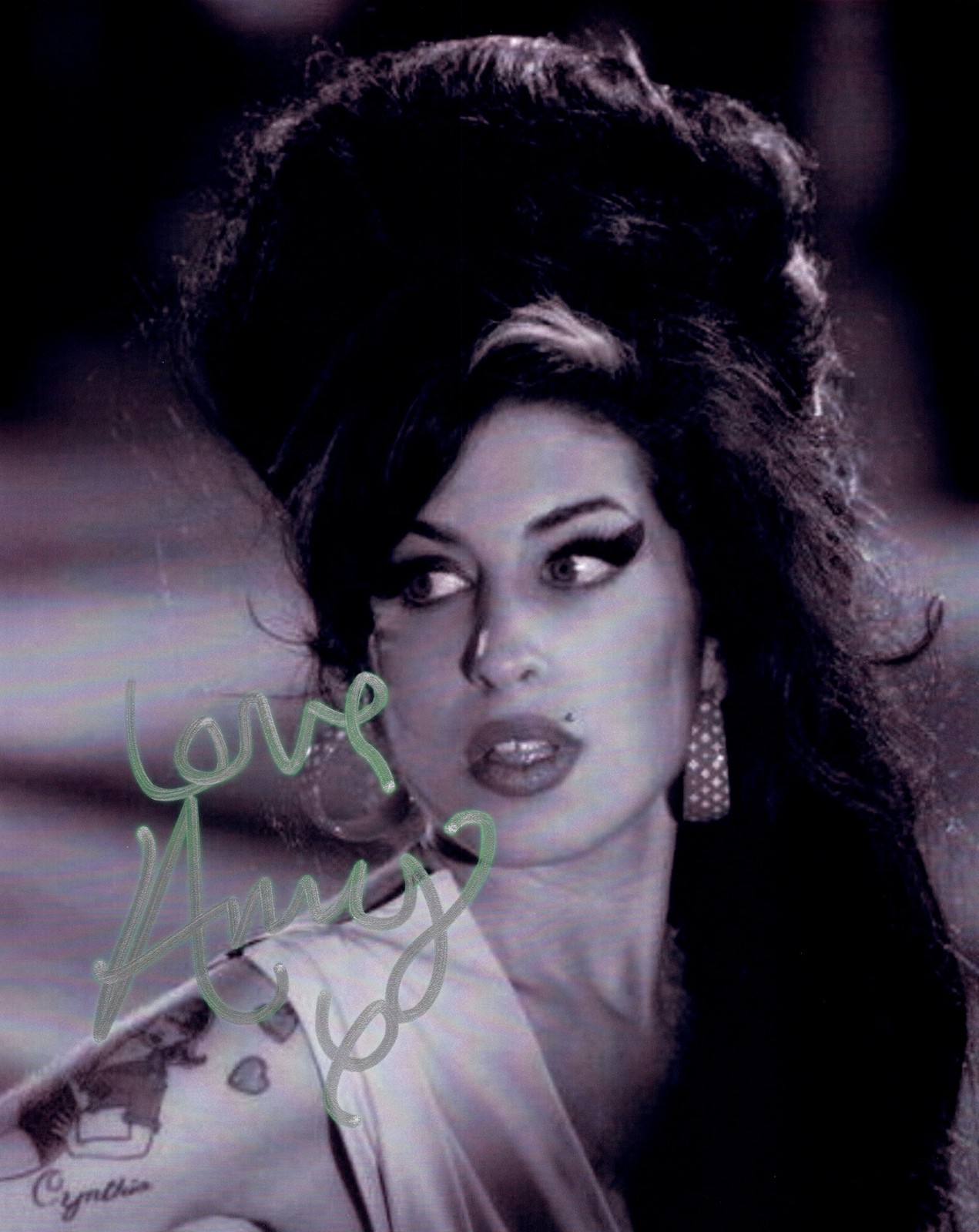 Amy Winehouse Black Incredibly Rare Signed Autographed Photo Authentic 8X10 COA