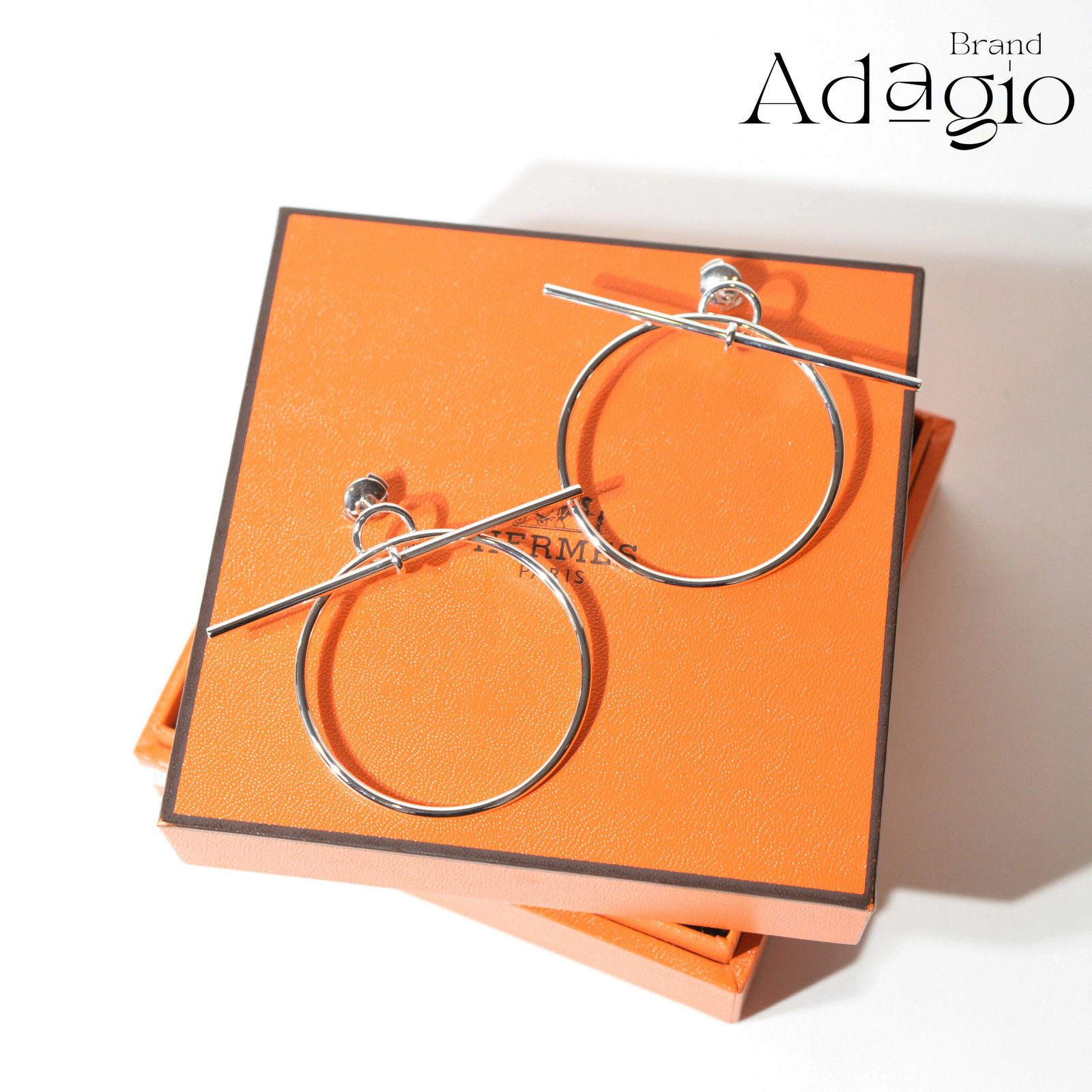 HERMES Earrings Loop MM Silver 925 Ladies Silver Silver 925 Accessories