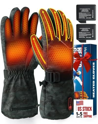 Heated Gloves for Men Women, 7.4V 6400mAh Rechargeable Heated Medium basil