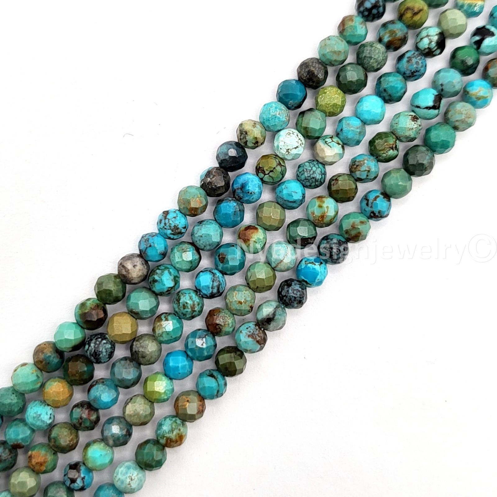 Natural Turquoise Faceted Beads (4mm), Smooth Gemstone Strand for Jewelry Making