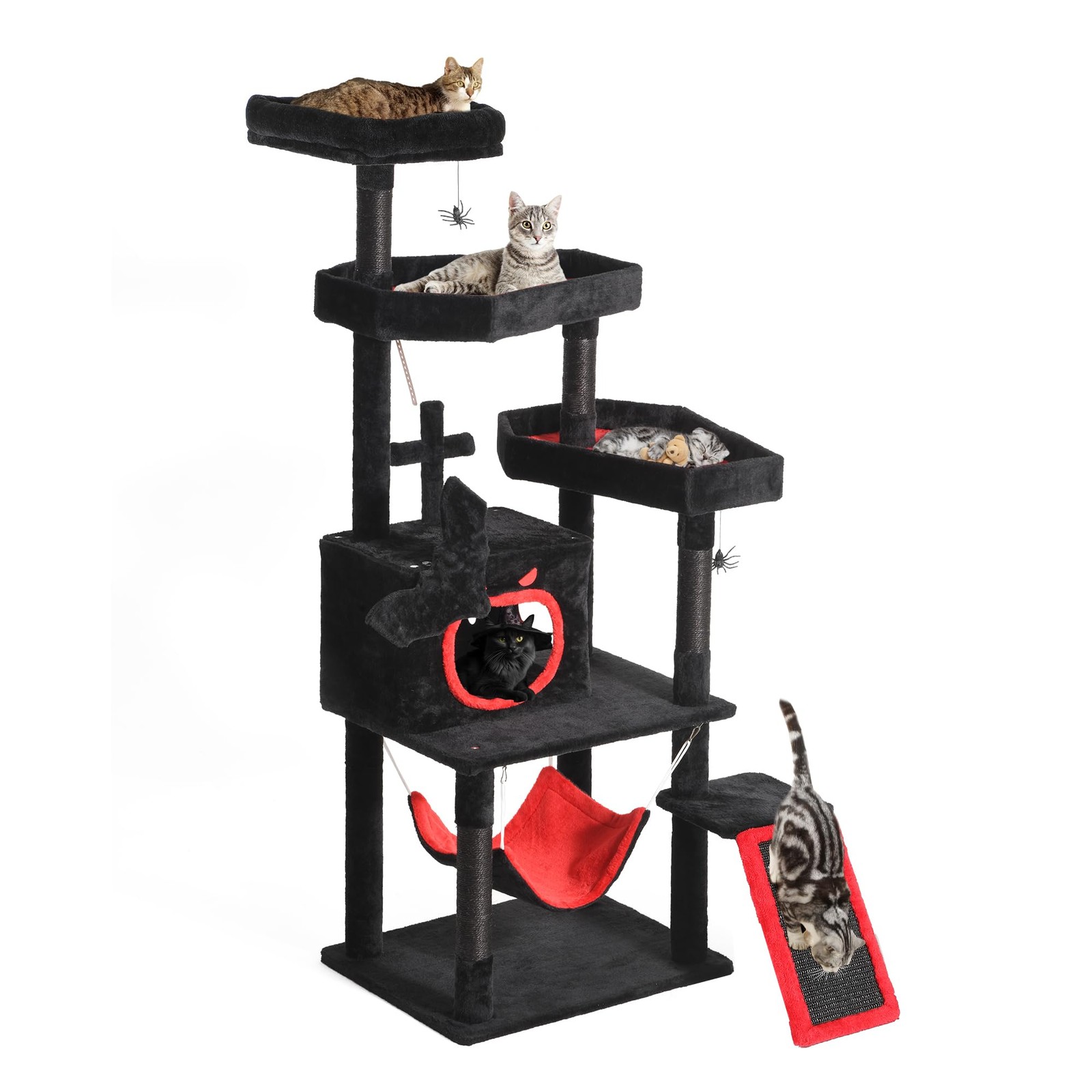 YITAHOME 63" Gothic Cat Tree Coffin Bed Tower Condo Perch w/ Scratcher & Hammock