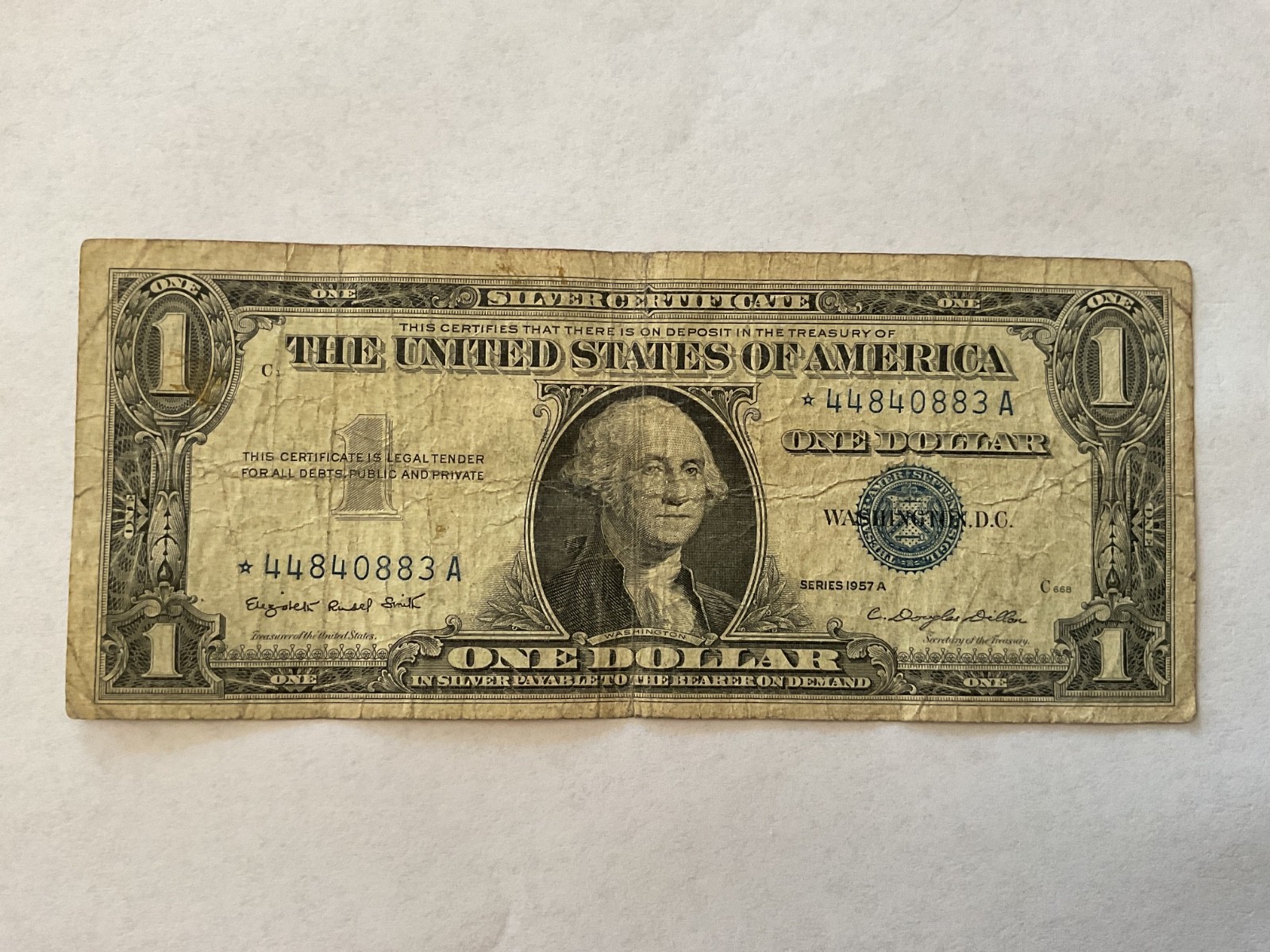1957 A One Dollar Blue Seal Silver Certificate *STAR* Note Rare