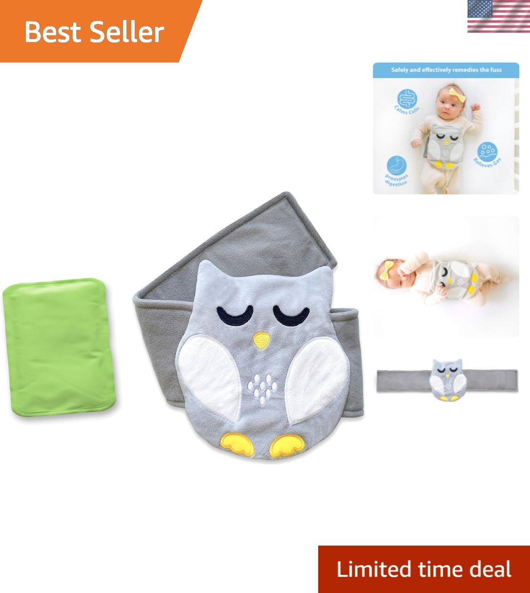 Baby Colic, Gas and Upset Stomach Relief, Baby Heated Tummy Wrap for Newborns...