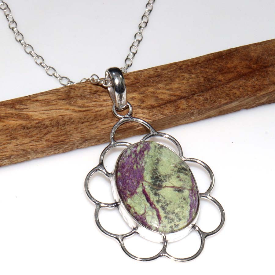 925 Silver Plated Pretty Purpurite Necklace 18" Weekend Style Jewelry Trendy MJ