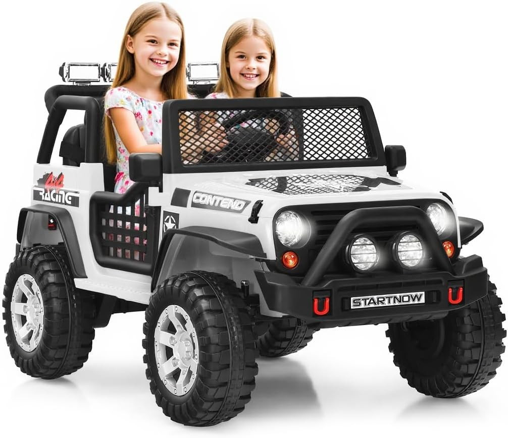 Kids Ride on Truck, 2 Seater 12V Electric Vehicle with Remote Control, Toddler B