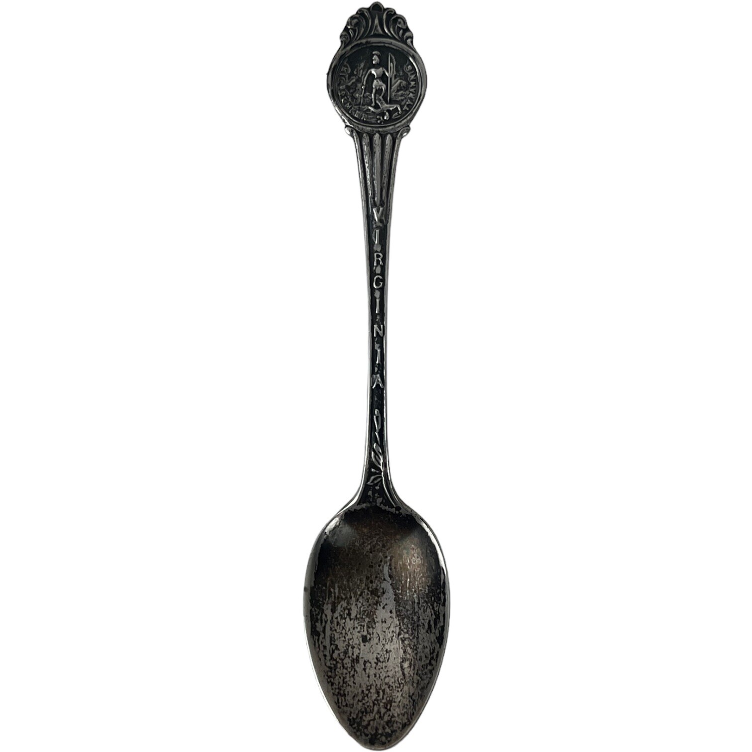 Antique Sterling Silver Souvenir Spoon Virginia Sic Semper Tyrannis Demitasse