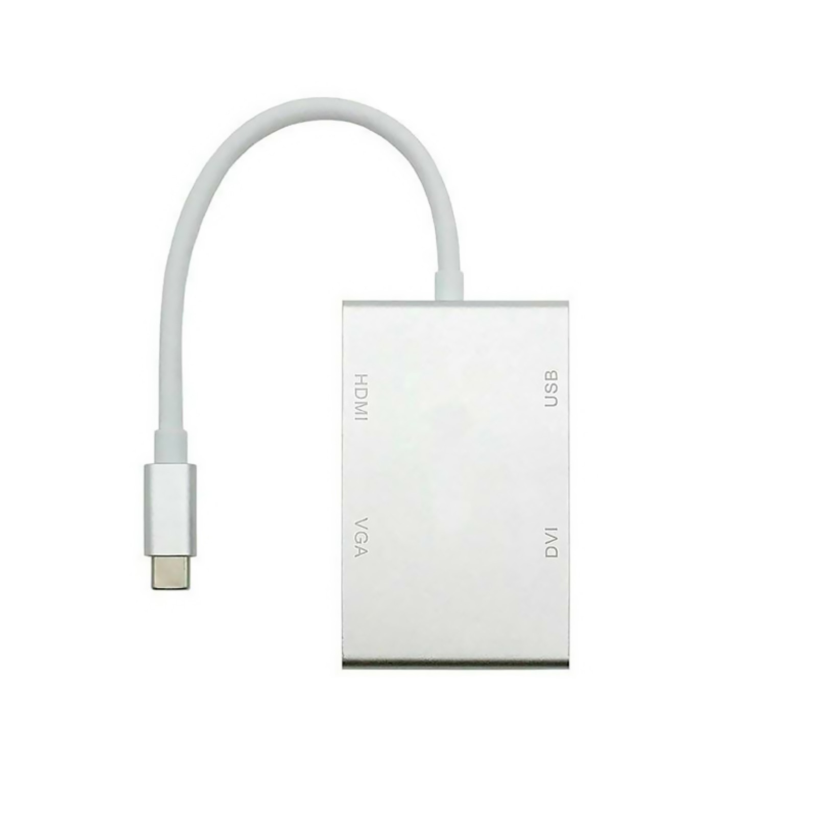 4-In-1 USB-C Type-C to HDMI+VGA+DVI+USB 3.0 Adapter Plug&Play 4K Video Converter
