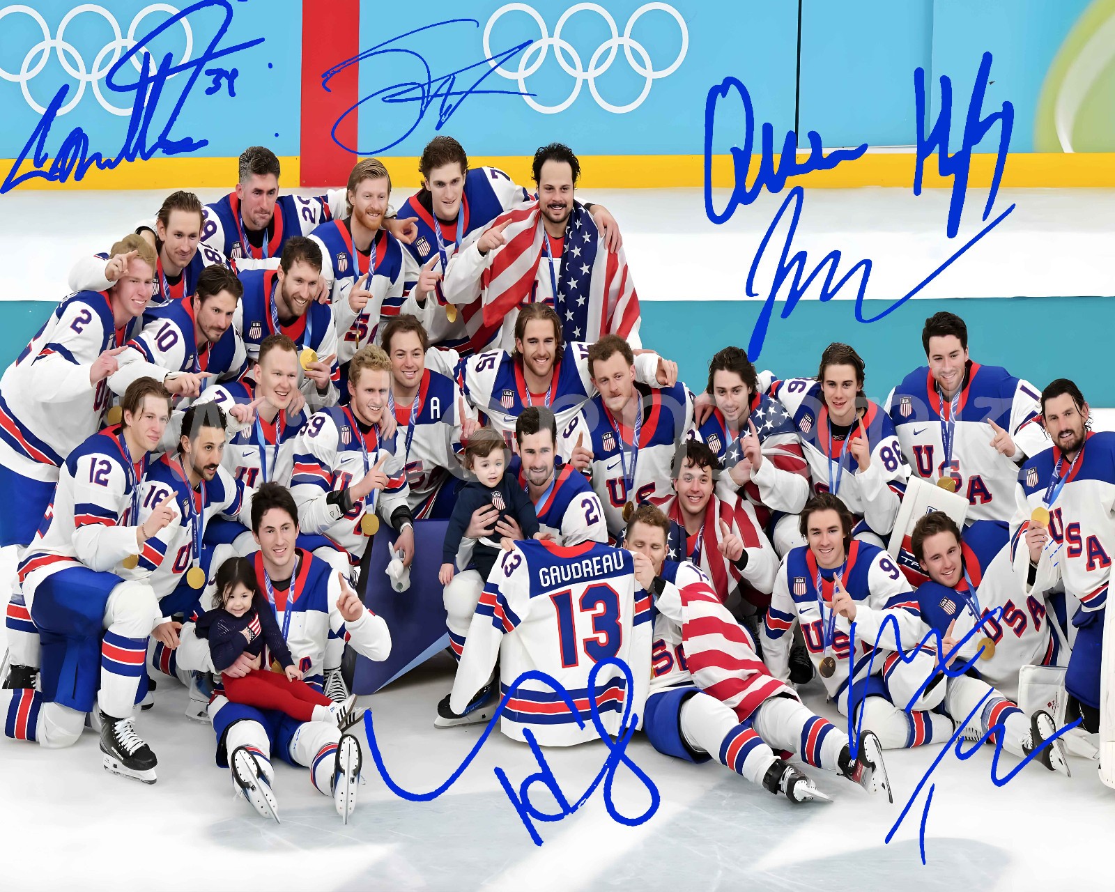 Team USA Hockey Jack Hughes Connor Hellebuyck etc 8x10 Photo Autographed REPRINT