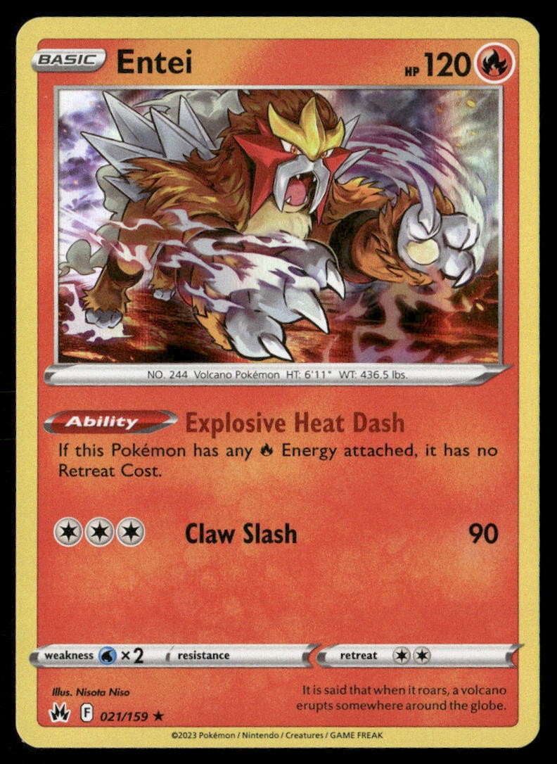 Entei Holofoil Holo Rare Crown Zenith 021/159 NM