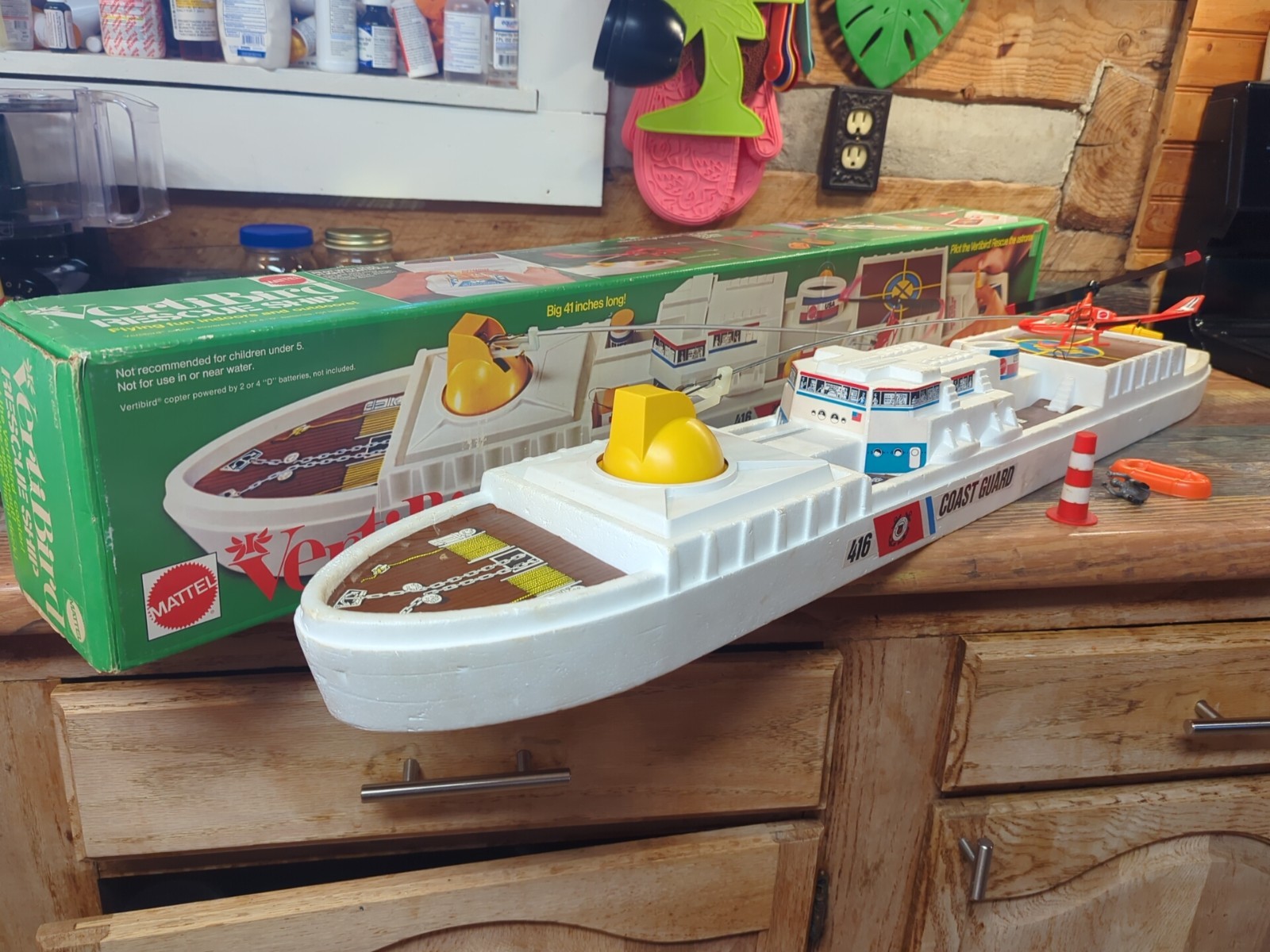 Vintage Vertibird Coast Guard Rescue Ship With Original Box Clean Condition 