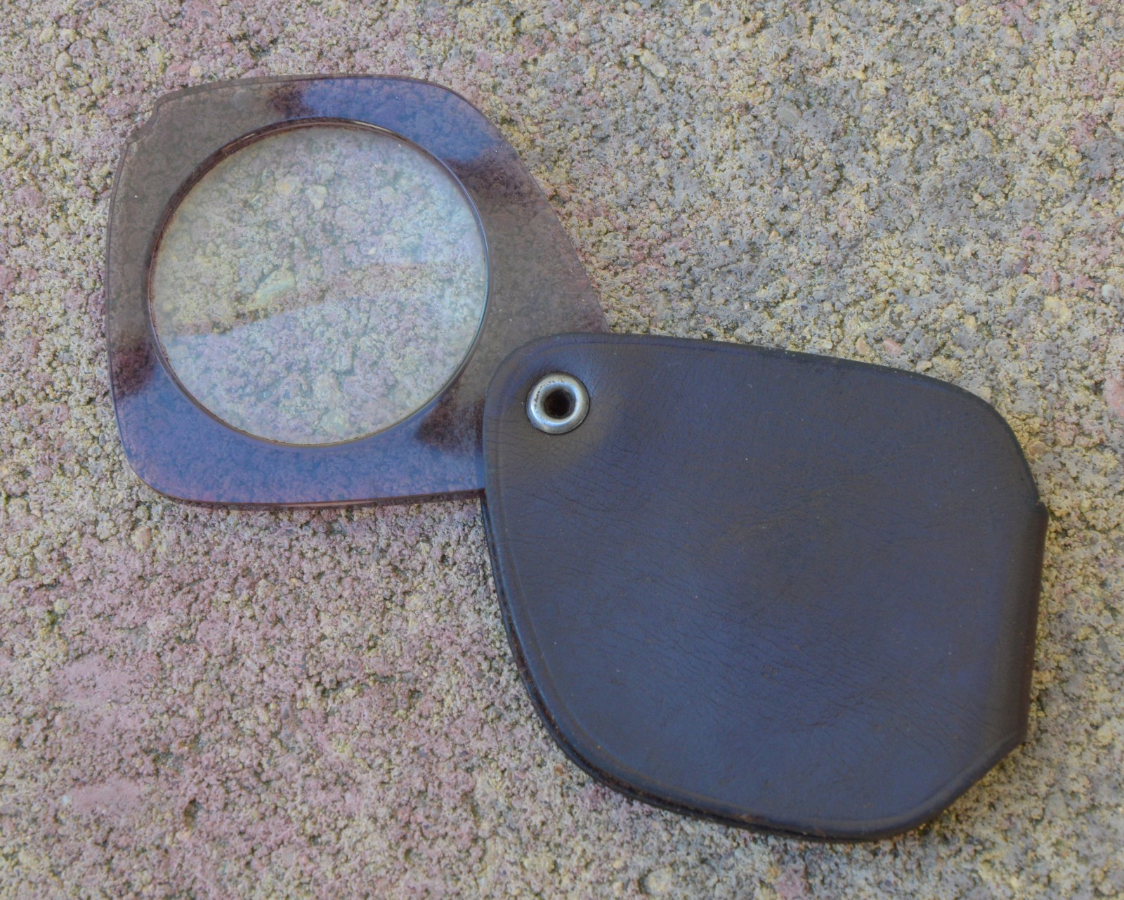 Vintage German Vintage Folding Pocket Magnifying Glass + Leather Case Original