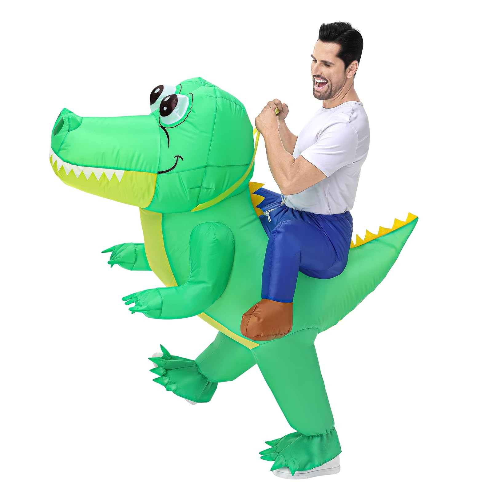 Inflatable Crocodile Costume for Adults - Funny Blow-Up 160cm-190cm, Green 