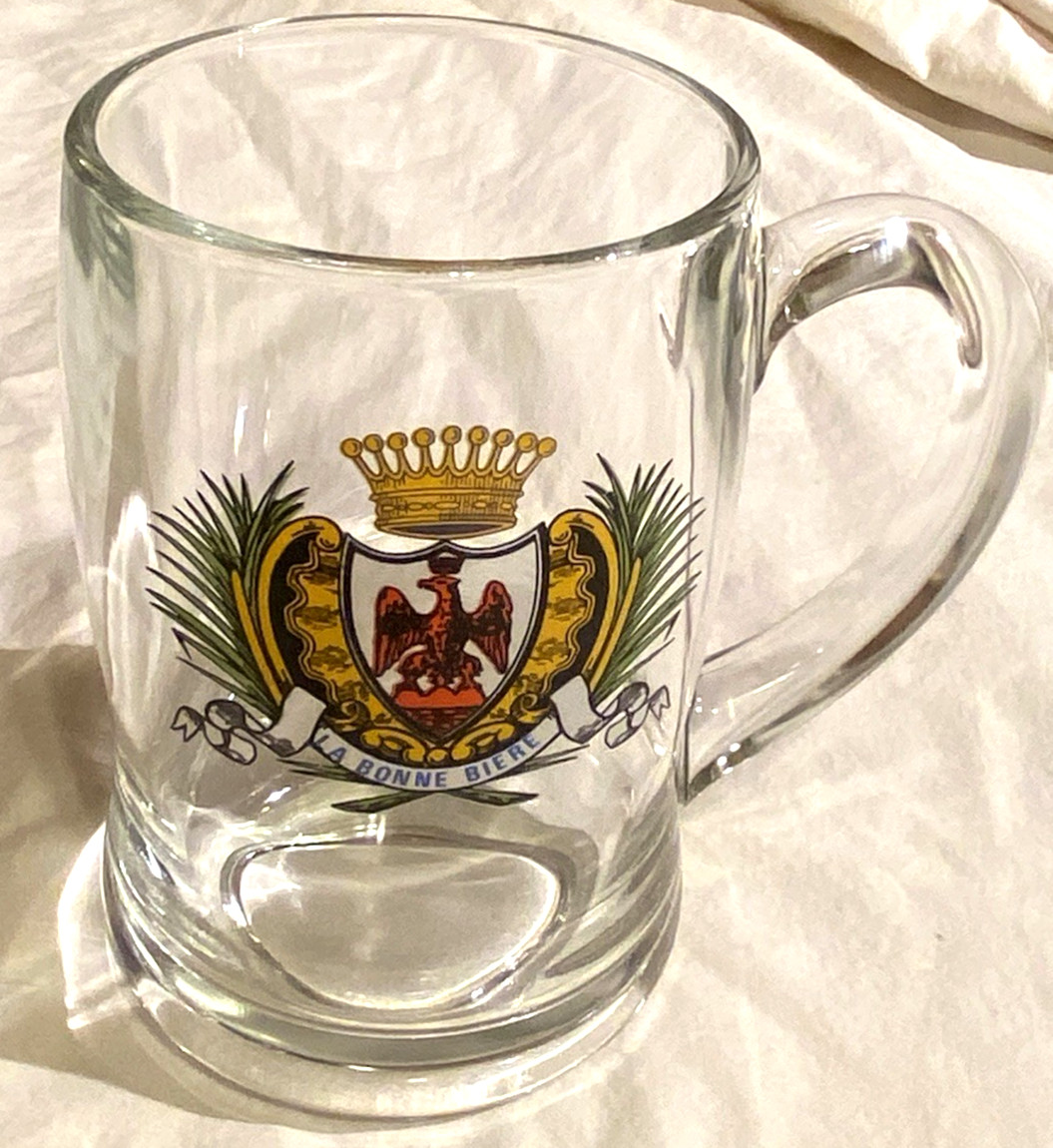 VTG La Bonne Biere Glass Beer Mug PUB Paris France Brewery CREST