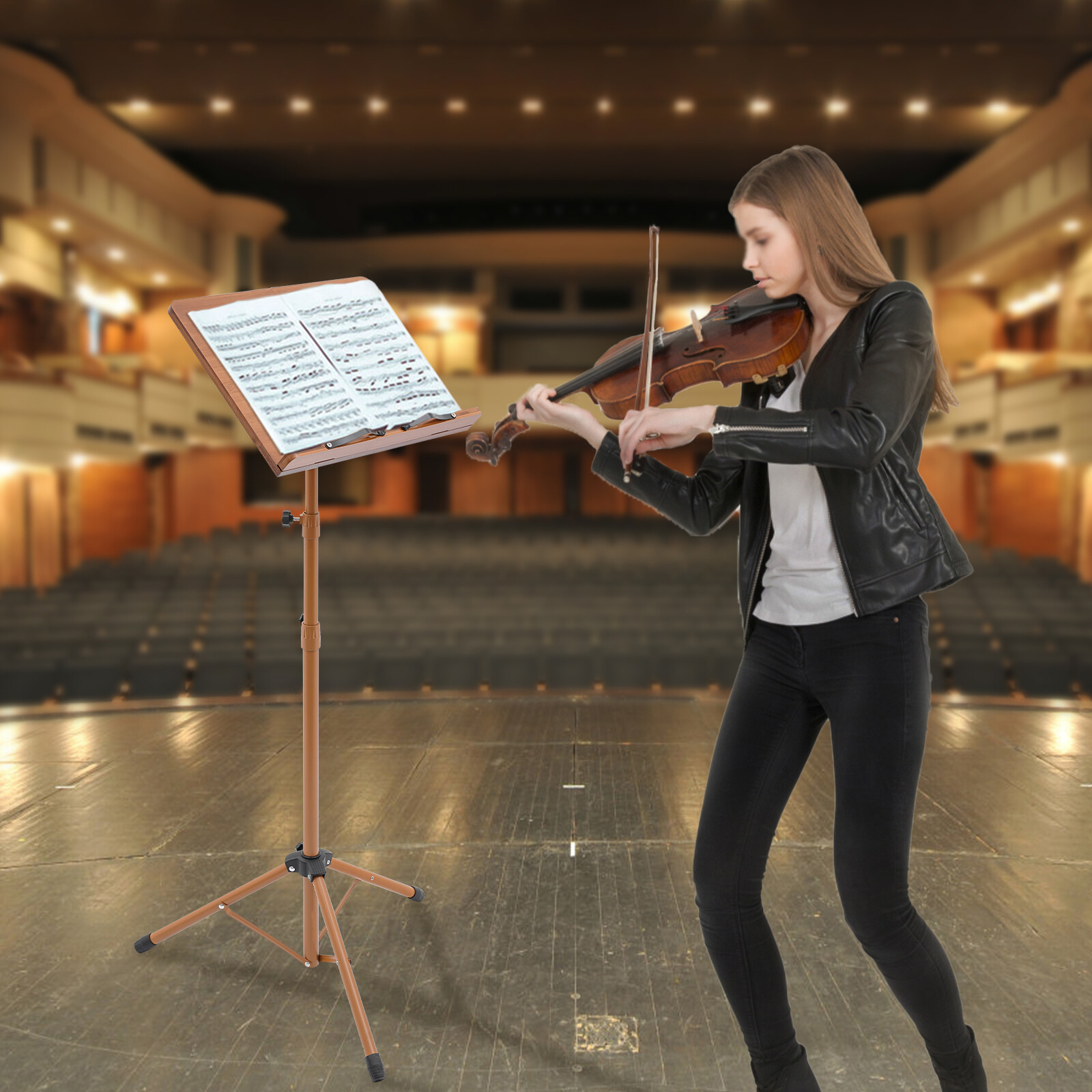 Music Stand Foldable Tripod Base Portable Sheet Music Stand Adjustable Height