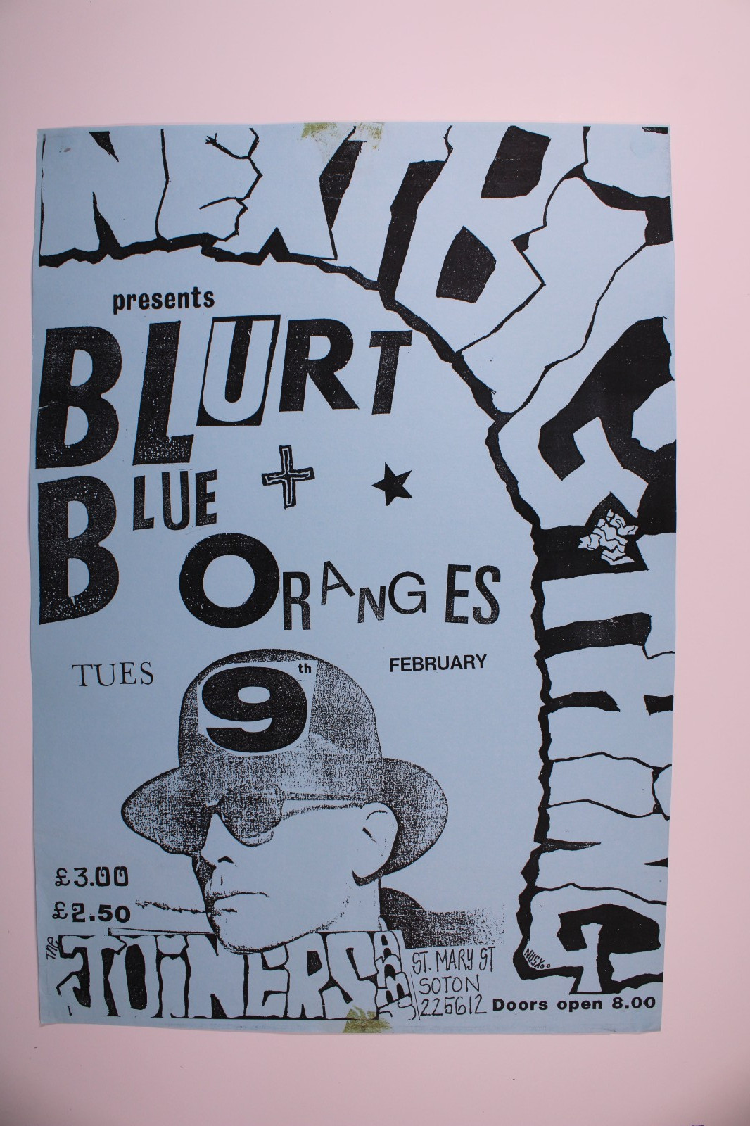 Blurt Affiche Blue Orange Original Promotion The Joint Bras Southampton 1980's