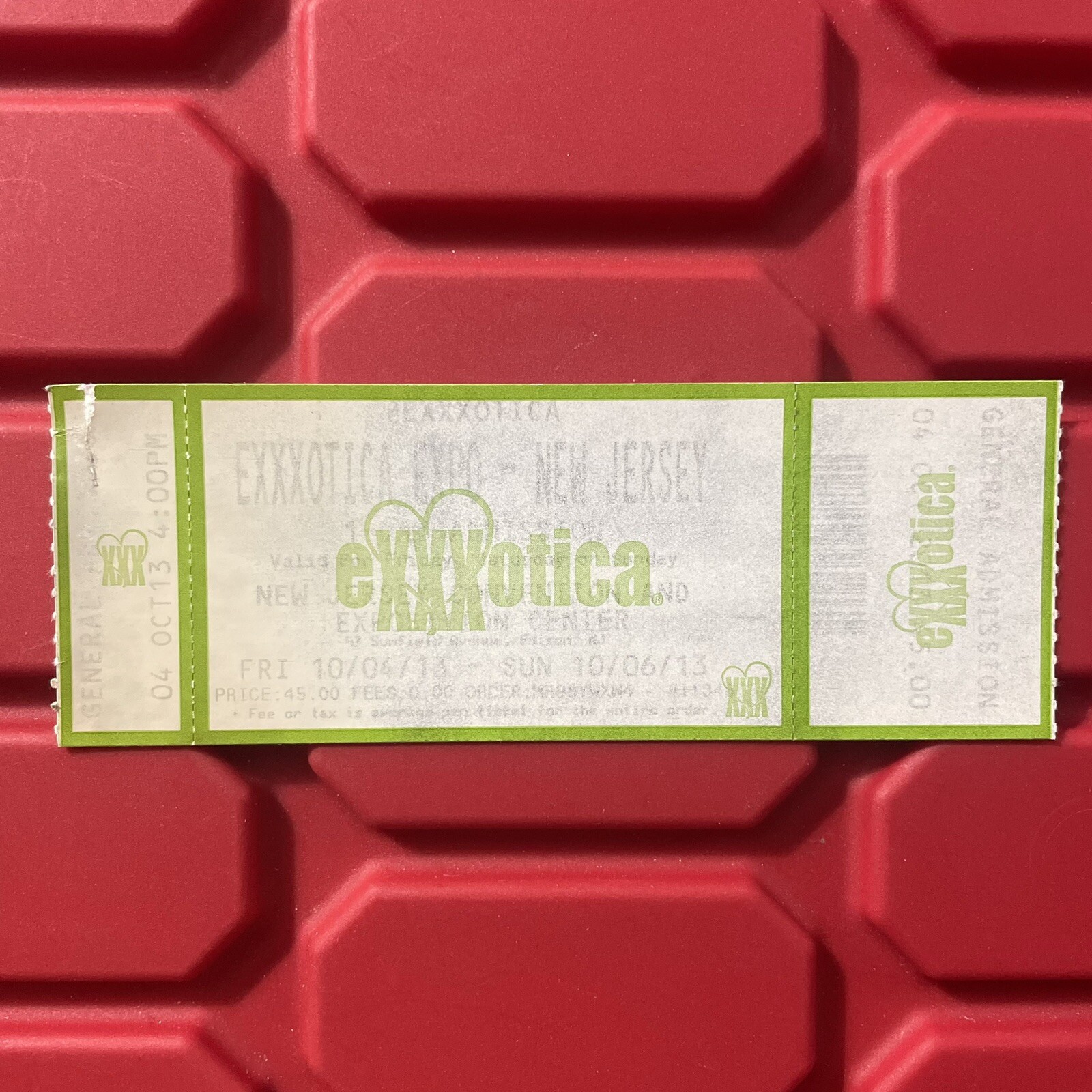 Exxxotica Expo Convention New Jersey Event Ticket Stub Pre Owned October 2013