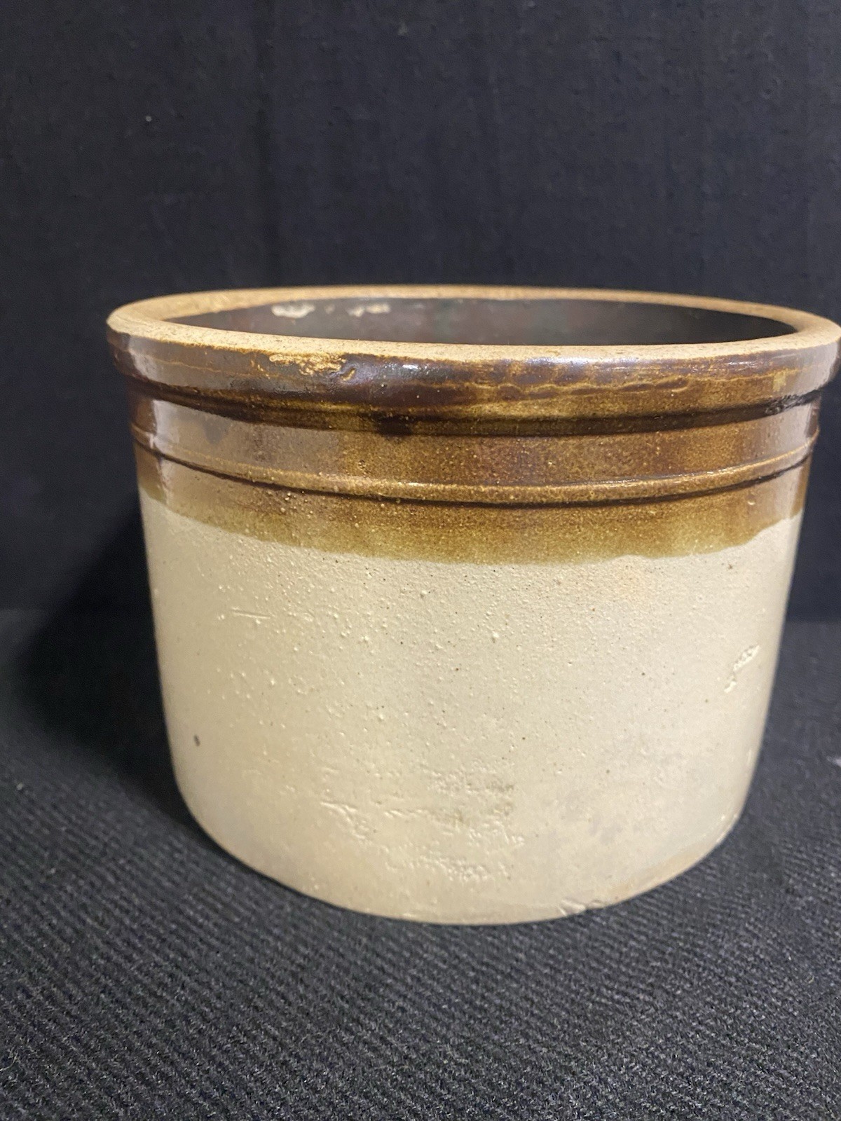 Vintage Farmhouse Crock Two Toned Dipped Glaze Stoneware Pottery