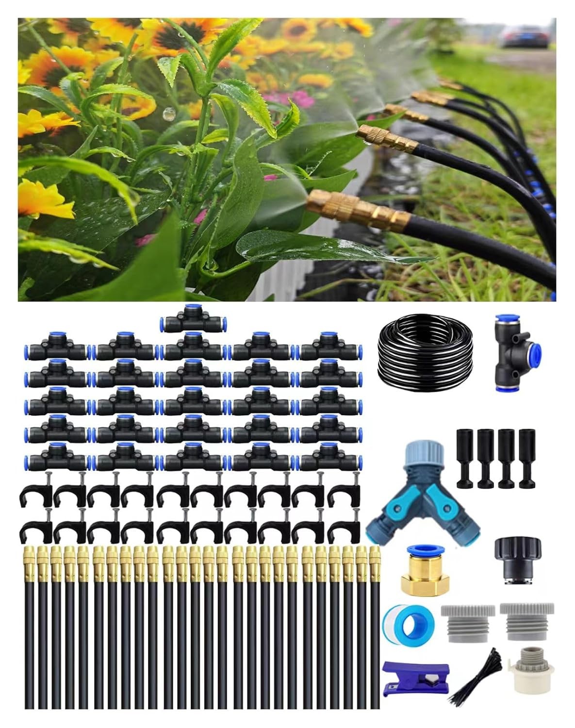 Drip Irrigation System - 360° Adjustable Micro Spray Sprinkler Kit for Garden, 