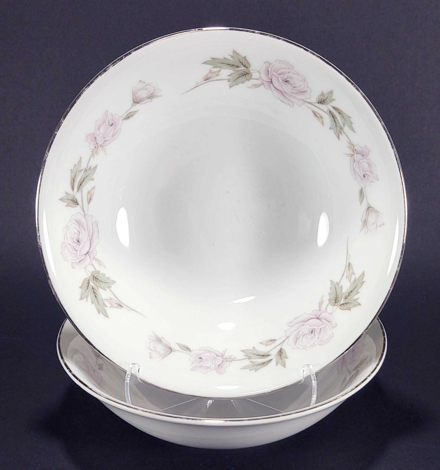 Nasco Japan Dauphine Cereal Bowls Pastel Pink Cottage Granny 6 1/4" Set of 2