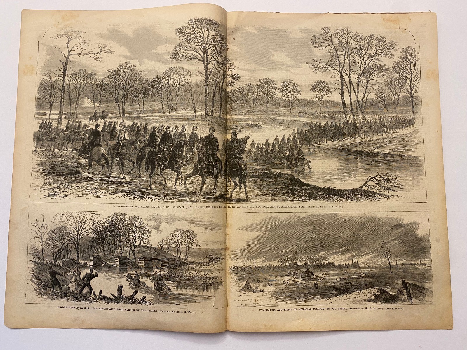 General George McClellan Union Army Bull Run Harper's Weekly c. 1862 Engraving