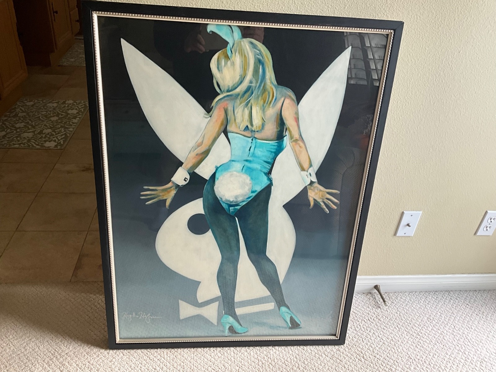 HUGH HEFNER AUTOGRAPHED SIGNED PLAYBOY BUNNY PAINTING BY VICTORIA FULLER AP 4/5