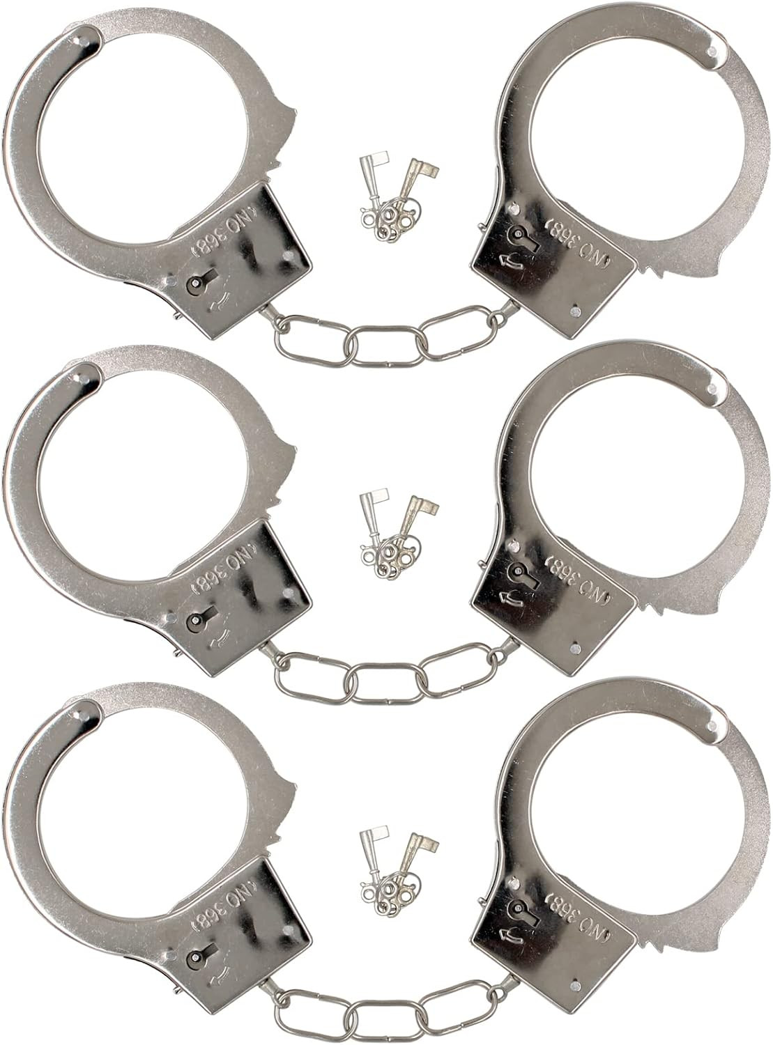 3 Pack Kids Play Toy Metal Handcuffs with Key for Swat Police Role Play Kids Par