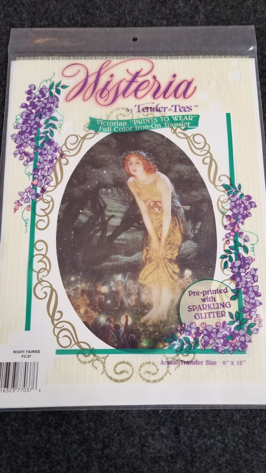 NIGHT FAIRIES Victorian Prints Iron-On Transfer Wisteria Sparkle Glitter SEALED