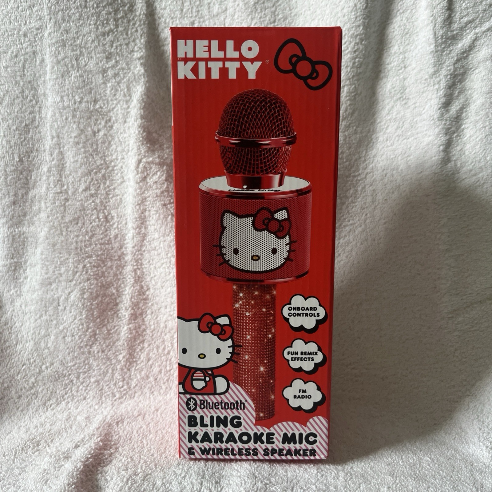 Hello Kitty Bluetooth Karaoke Microphone & Wireless Speaker USB Charging Red NIB