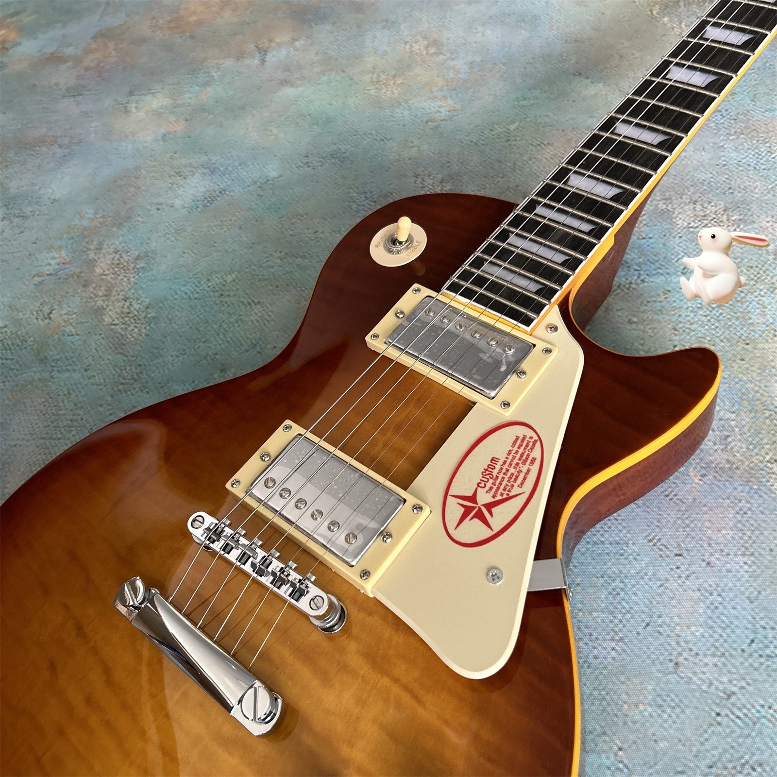 US Warehouse Brown Flame Maple Top Electric Guitar HH Pickups Mahogany Body