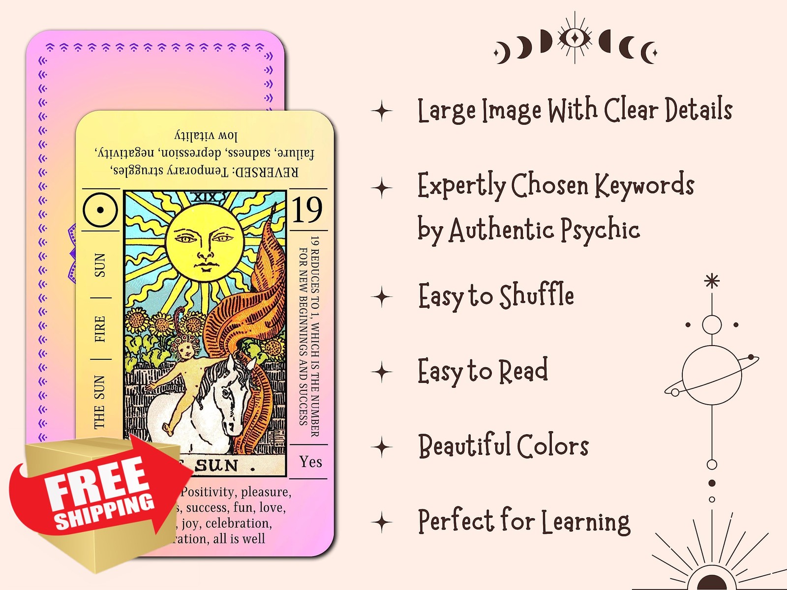 Beginner Tarot Cards Deck - Cute Sunset Meanings, Beginner Tarot Set